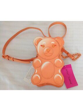 Betsy Johnson Teddy Gummy Bear Novelty Crossbody Bag Peach Orange XO Candy NWT